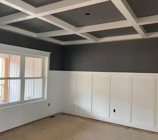 homeowner bedroom freshly painted grey