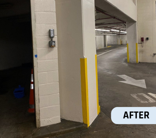 After Parking Garage Repainting Job for Commercial Property in Baltimore, MD