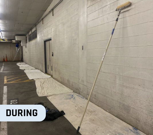 During Parking Garage Repainting for Commercial Property in Baltimore, MD
