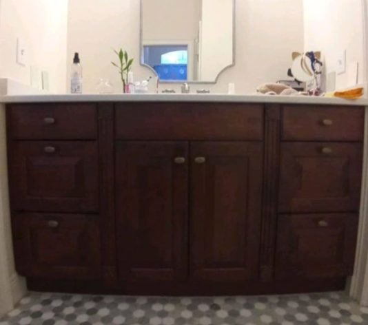 bathroom cabinets painting before