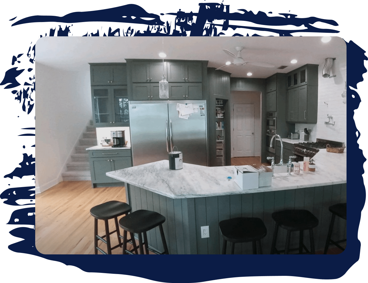 kitchen after being worked on by cabinet painters in hamilton, oh