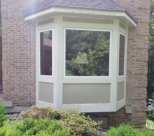 before exterior bay window painting