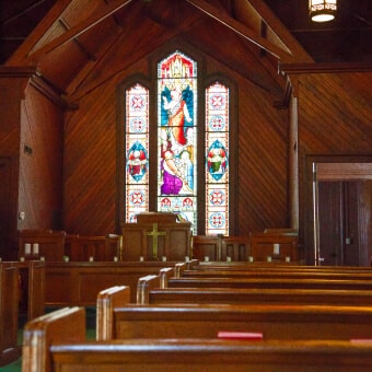 stained wood in church