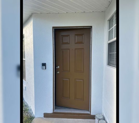 after view of door painting project in Florida
