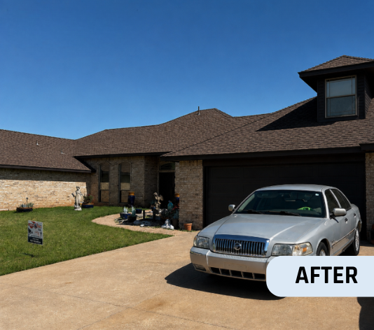 After Before Modern Exterior Painting for Homeowner in Oklahoma City, OK