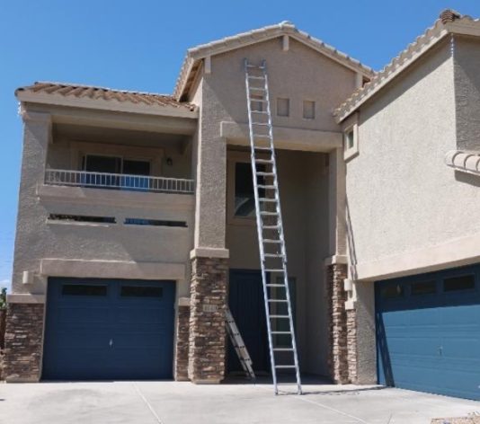 ladder used in exterior paint job in phoenix
