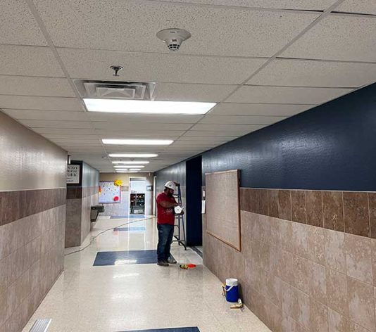 hallway painting in progress