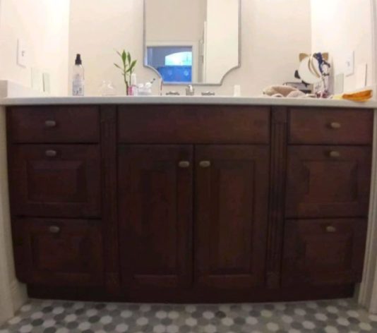 bathroom cabinets painting before