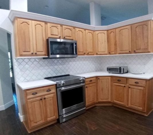 wooden kitchen cabinets before painting job