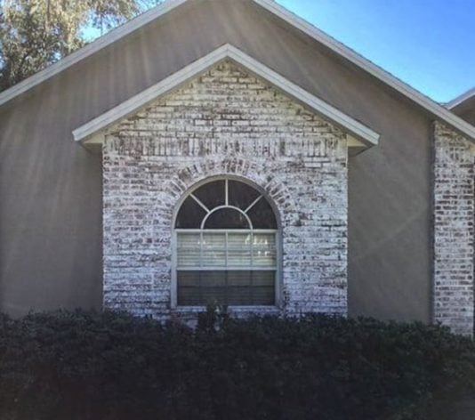 limewash brick and fresh paint on exterior house