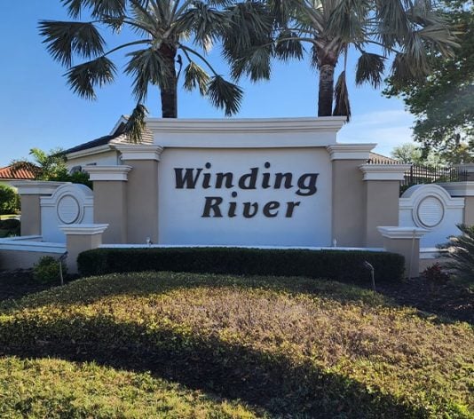 Winding River Community signage painted