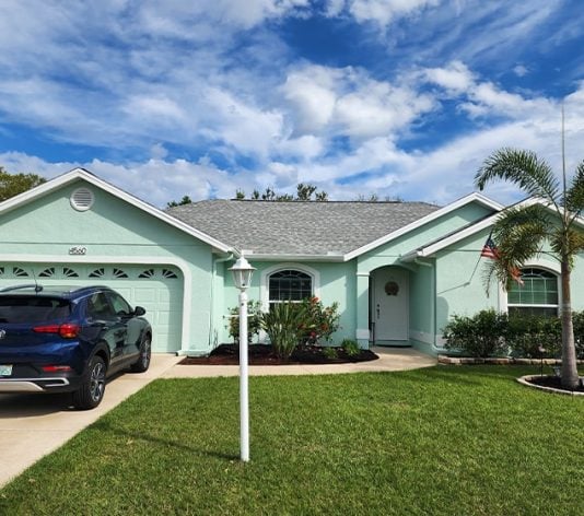 exterior view of residential home freshly painted