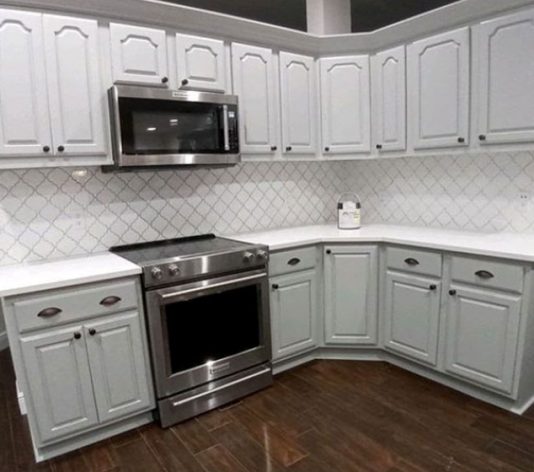 cabinets painted white and grey