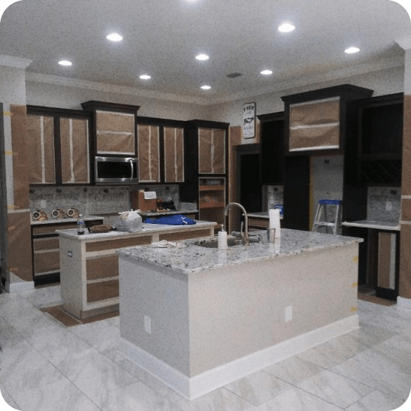 kitchen requiring cabinet painting services