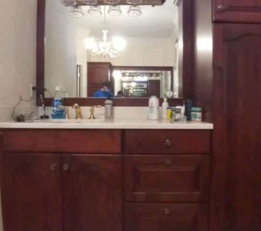 before master bathroom cabinet painting